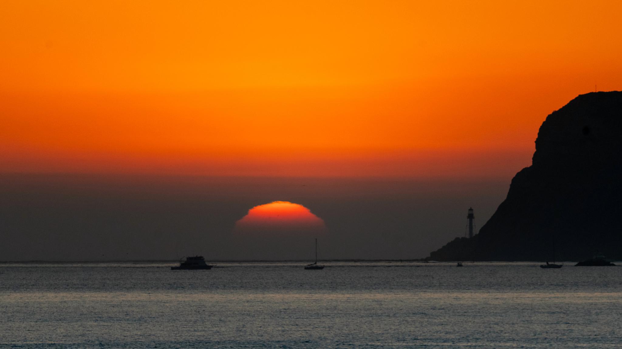 Sunset through the fog bank