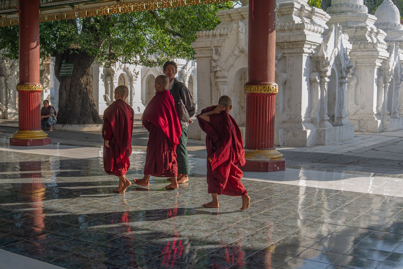 Young monks in temple setting