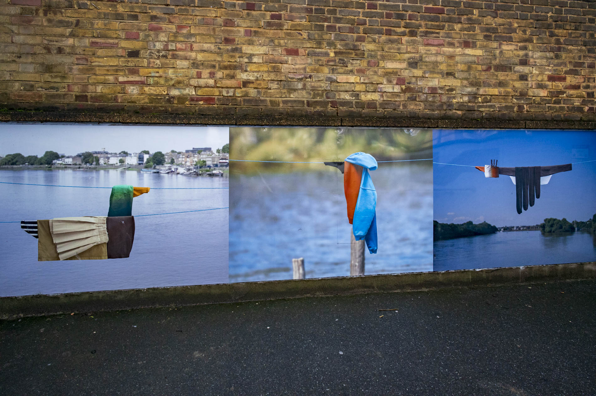 Washing line on the river.