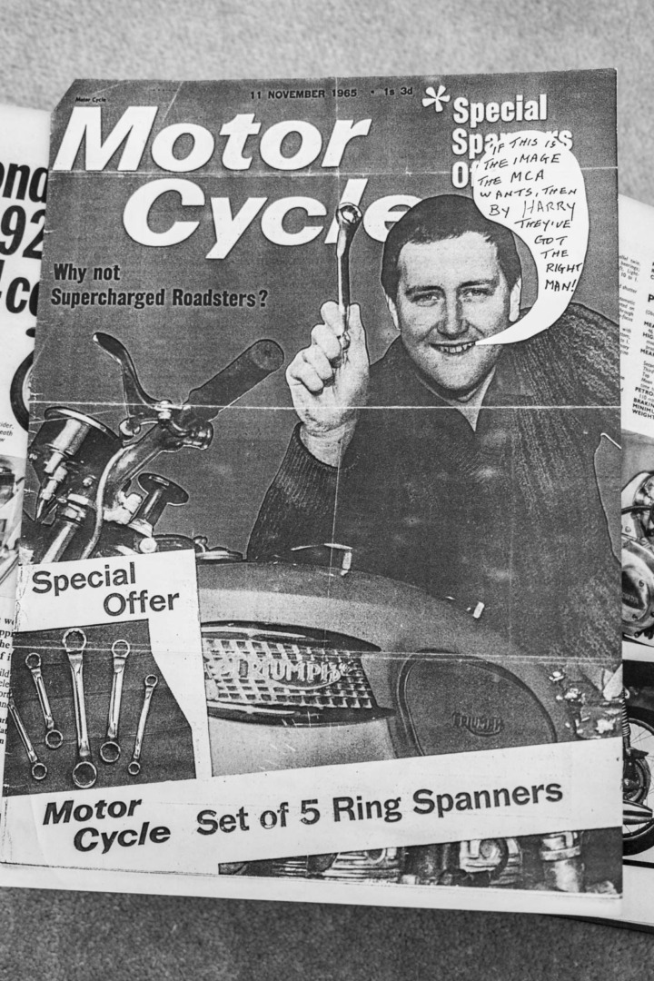 Facimile of front page of 1960s motor cycle magazine