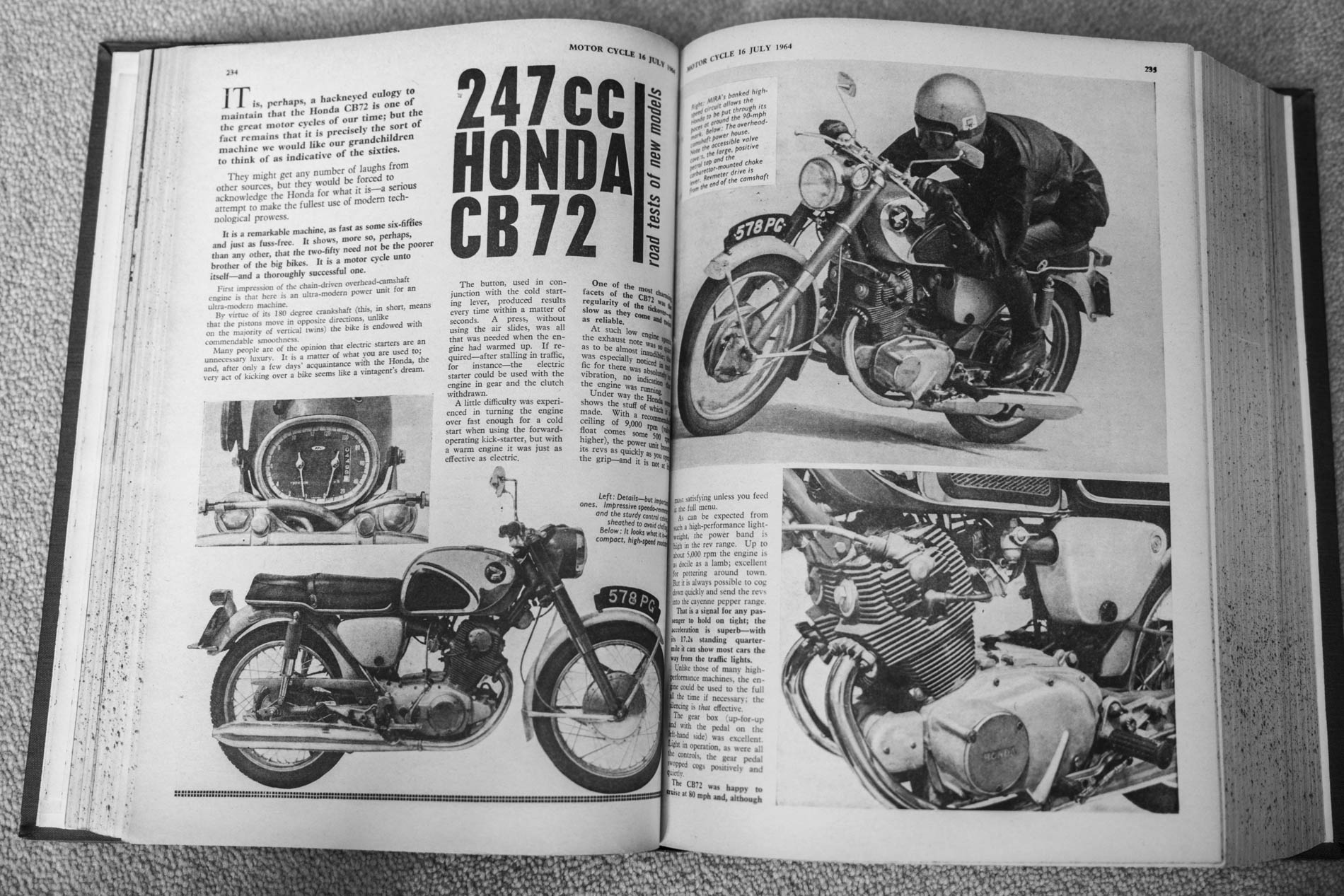 Open page of motorcycle magazine, 1960s