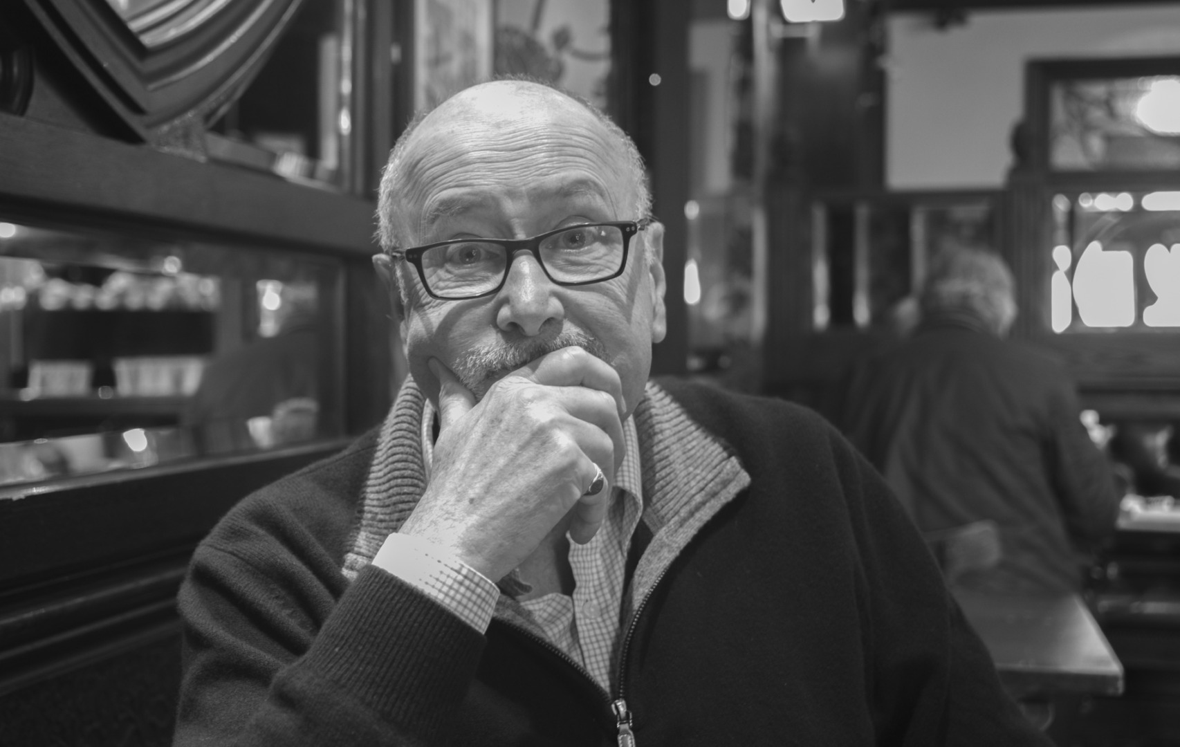 Pensive man in pub