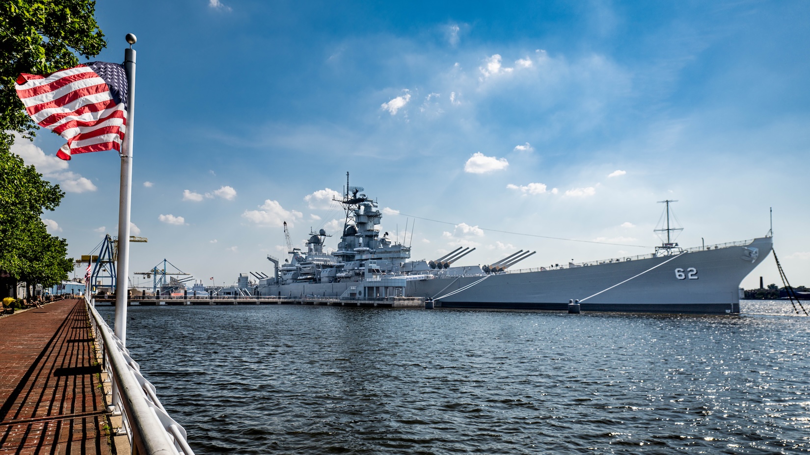 Second World War warship in the harbor.
