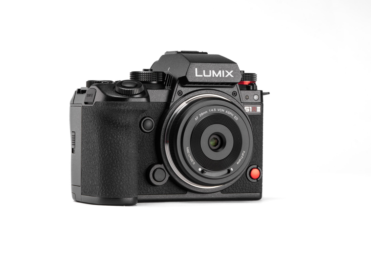 Viltrox Chip lens mounted to a Lumix S1R II