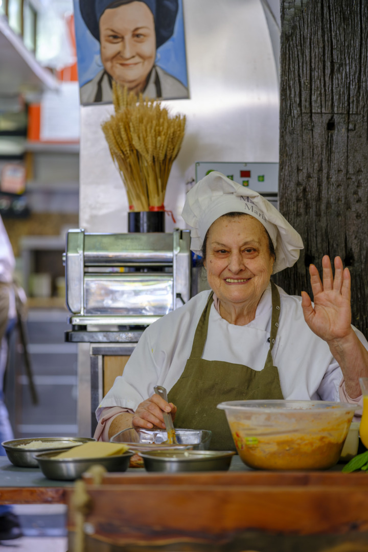 Italian female chef in restaurant setting
