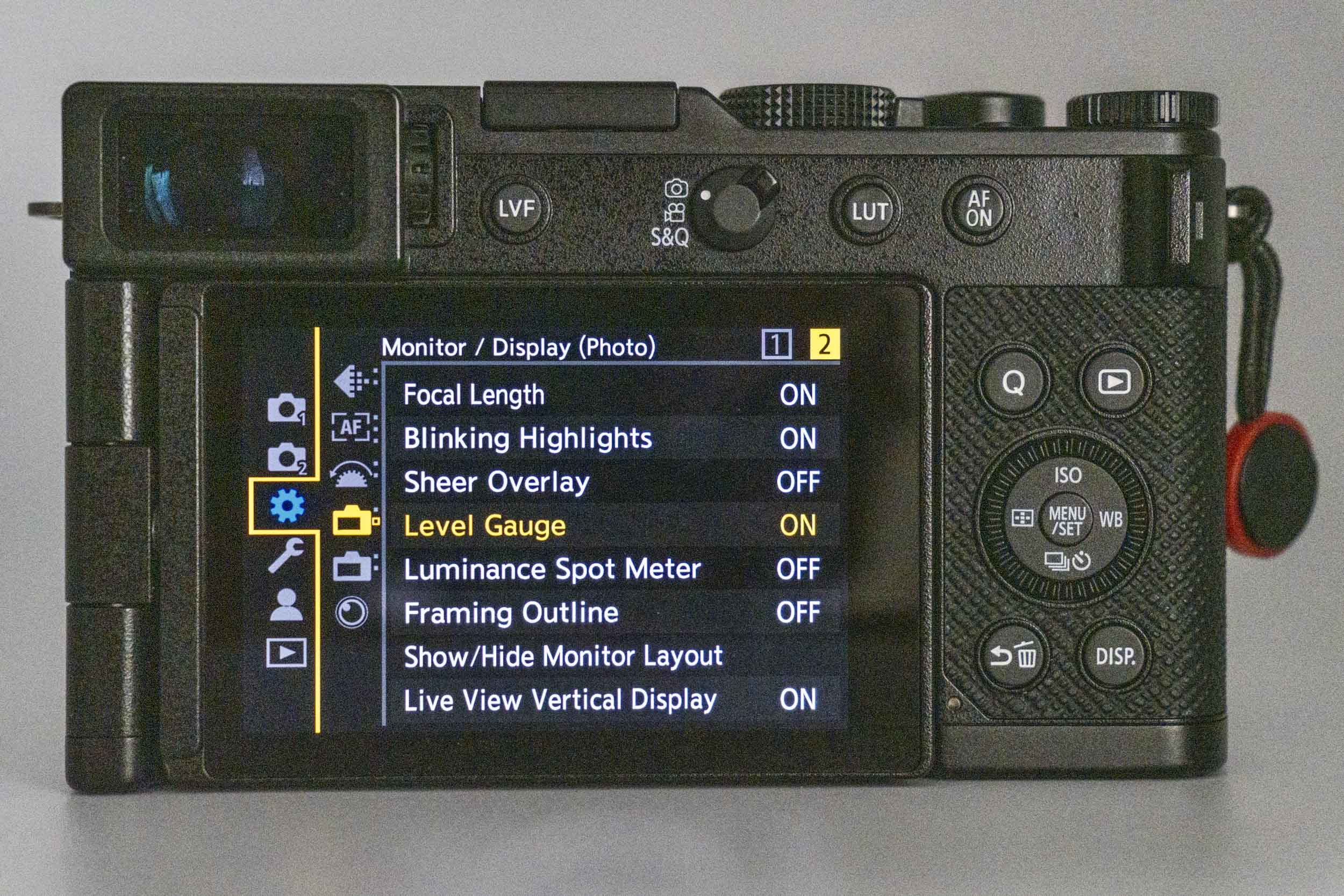 Menu display on Lumix L10