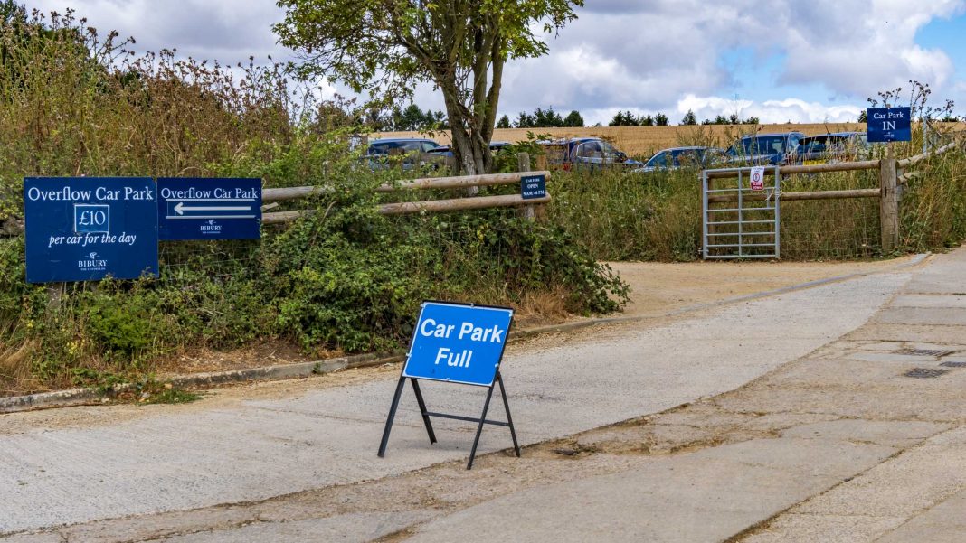 Car park full sign in Bibury, Gloucestershire