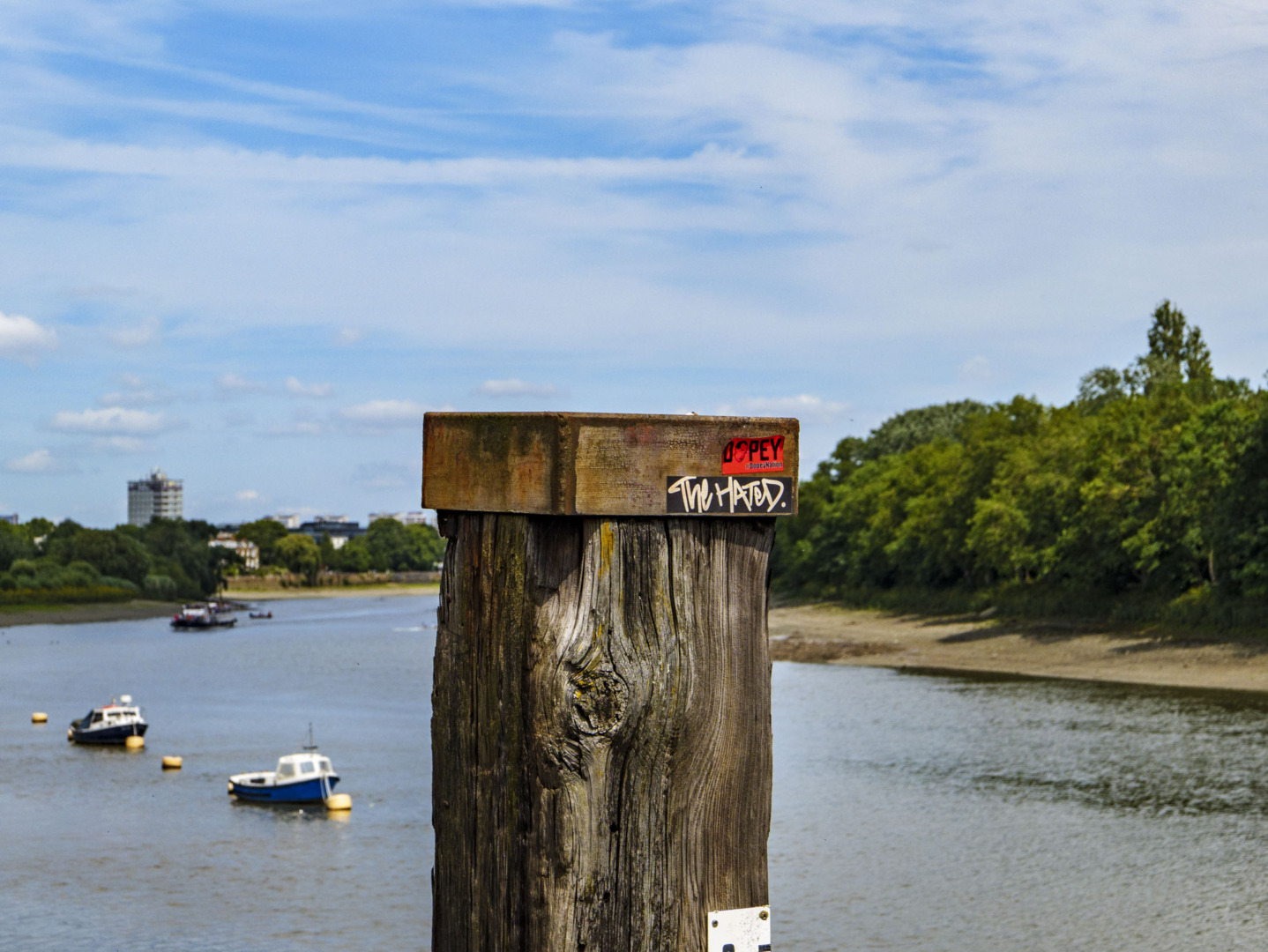Mooring post in River Thames at Chiswick