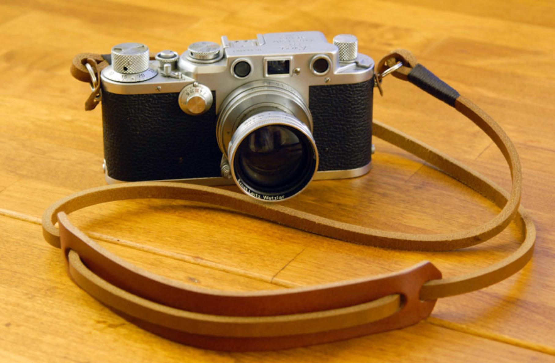 Camera strap on old Leica camera